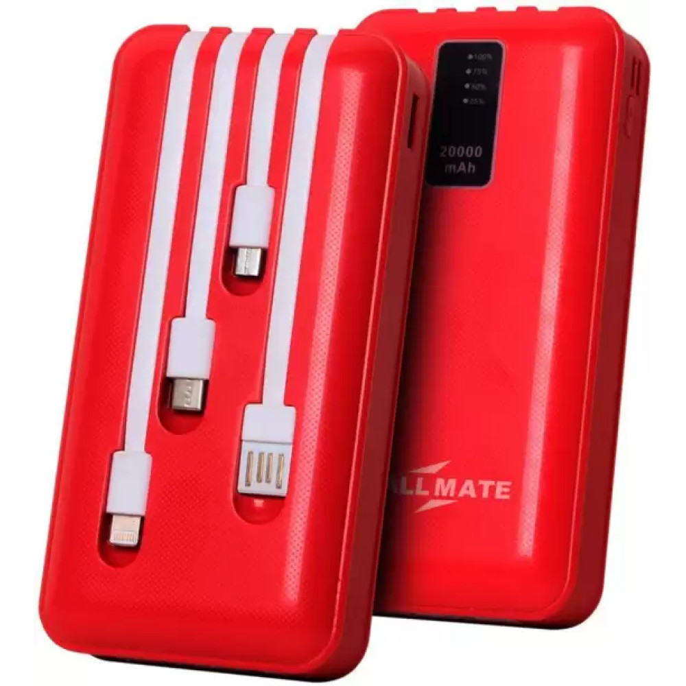 Callmate 20000 mAh 15 W Power Bank  (Red, Lithium Polymer, Fast Charging for Mobile)