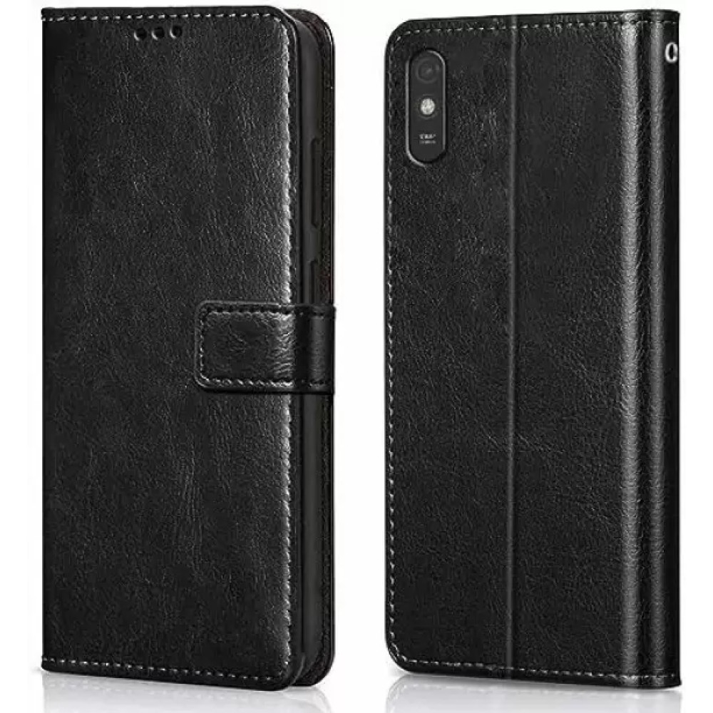 Chandrika Flip Cover for Redmi9a  (Black, Matte Finish)